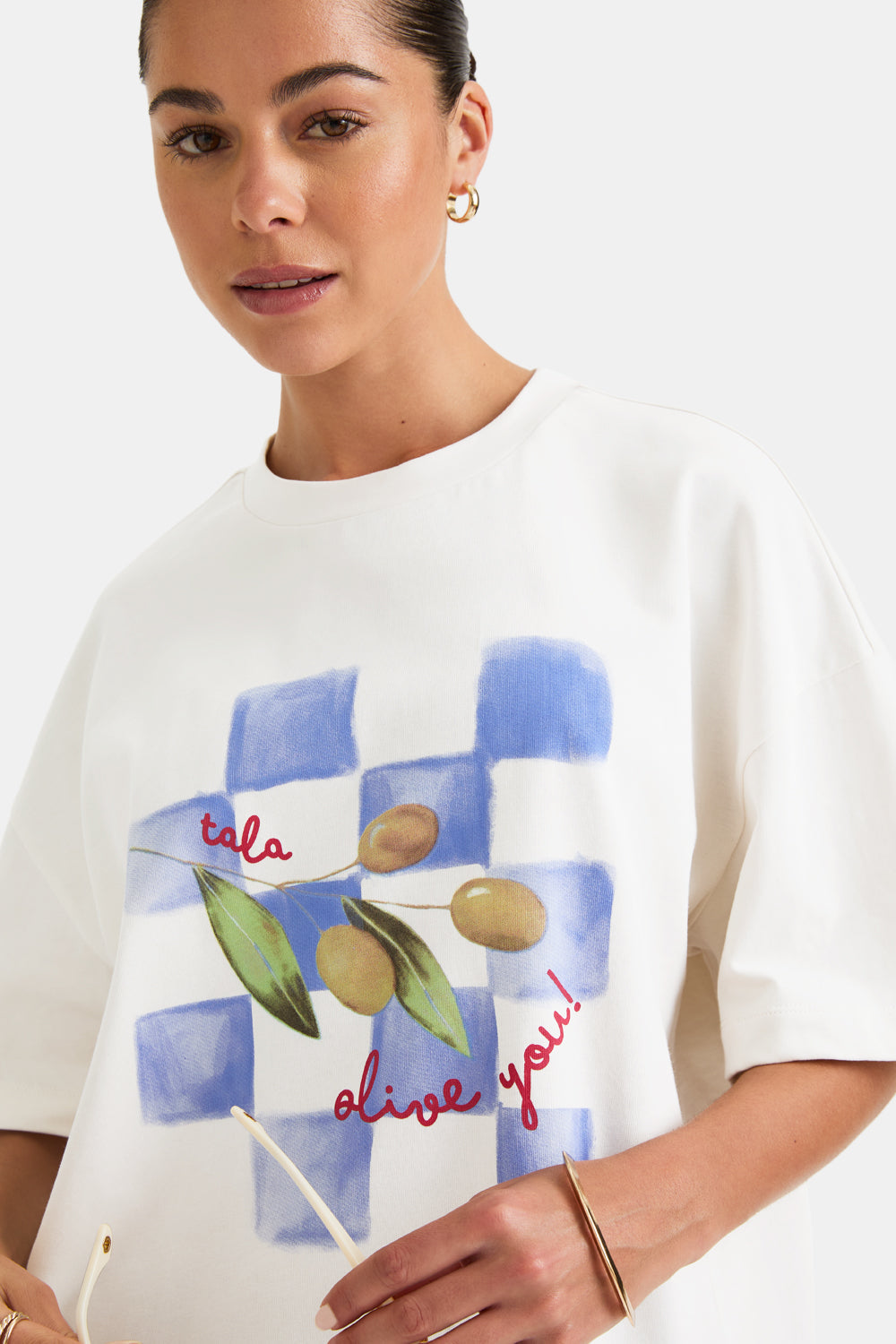 Olive Graphic Tee - White