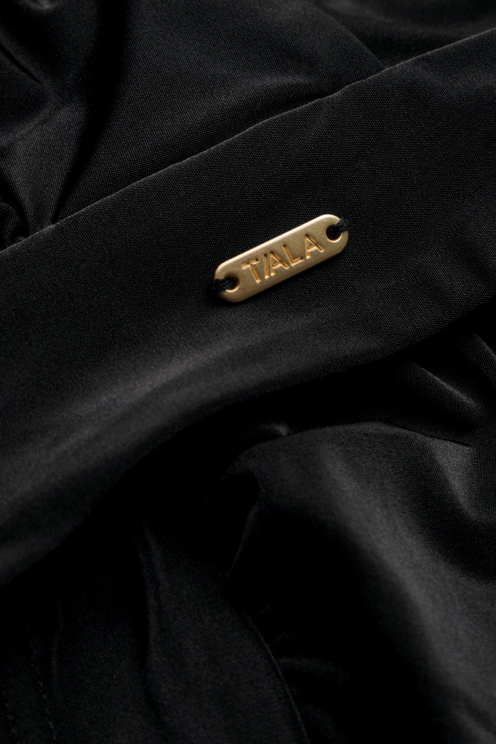 Halter Plunge Gold Ring Bikini Top - Black Onyx