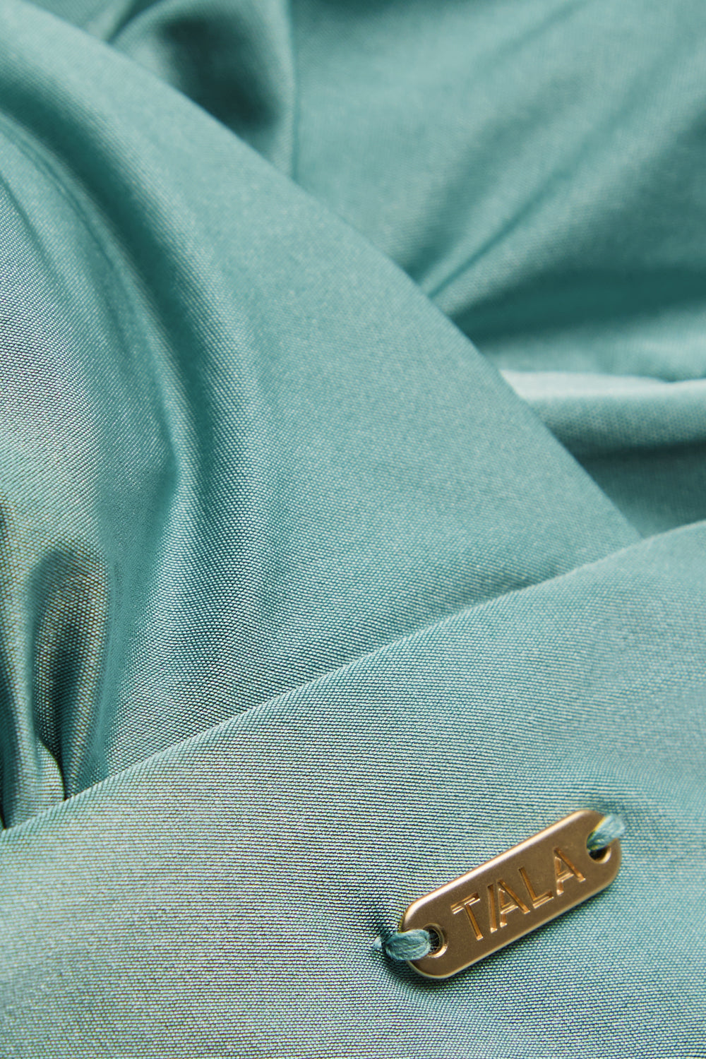 Halter Plunge Gold Ring Bikini Top - Teal