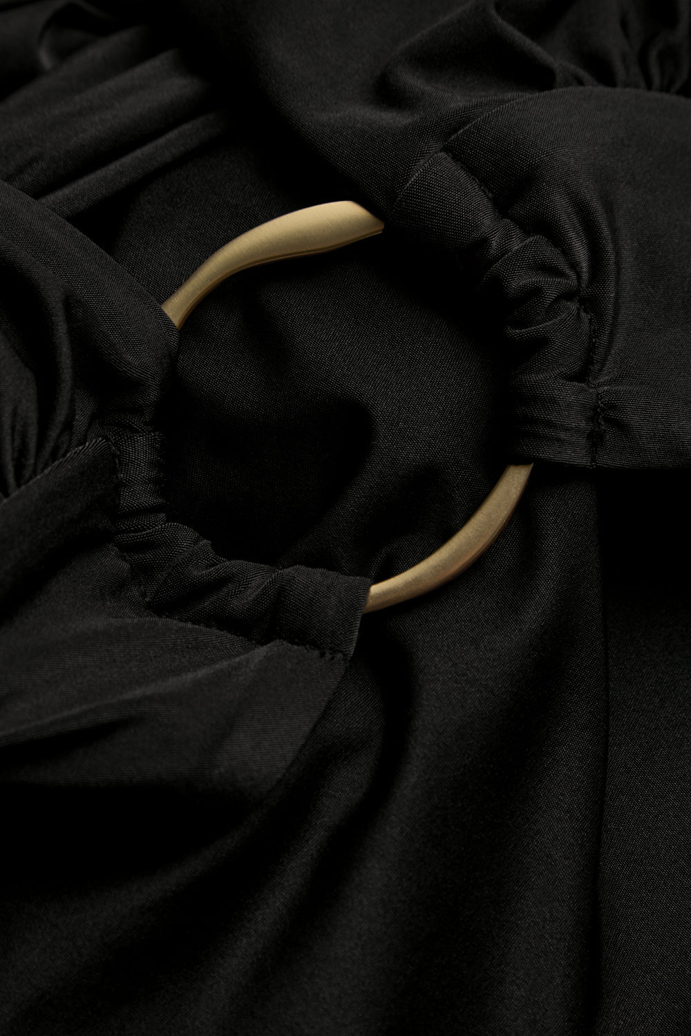 Halter Plunge Gold Ring Bikini Swimsuit - Black Onyx