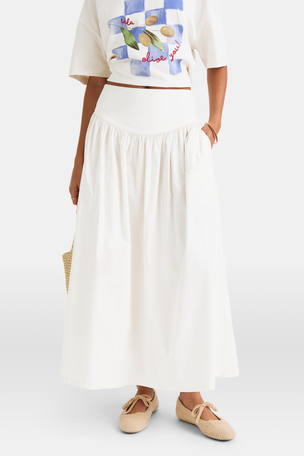 Poplin Maxi Skirt - Coconut Milk