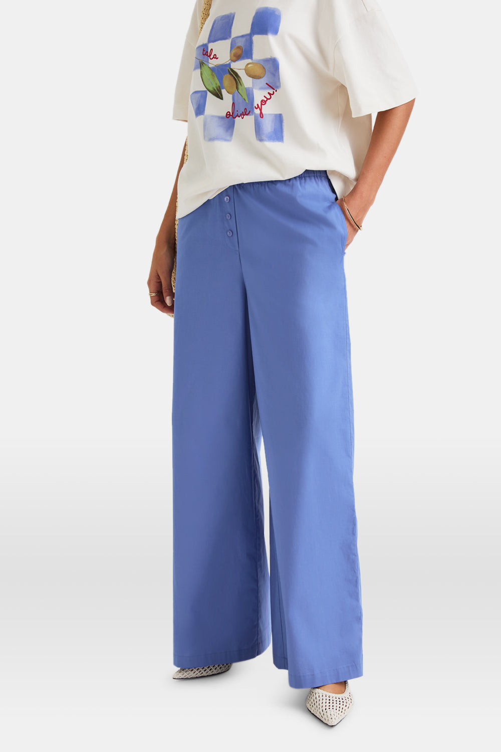 Poplin Trouser - Positano Blue