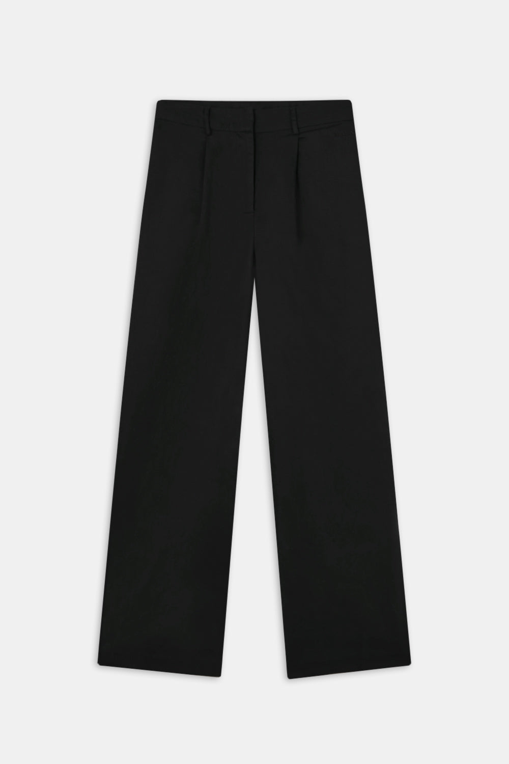 Heavyweight Linen Tailored Wide Leg Trousers - Black Onyx