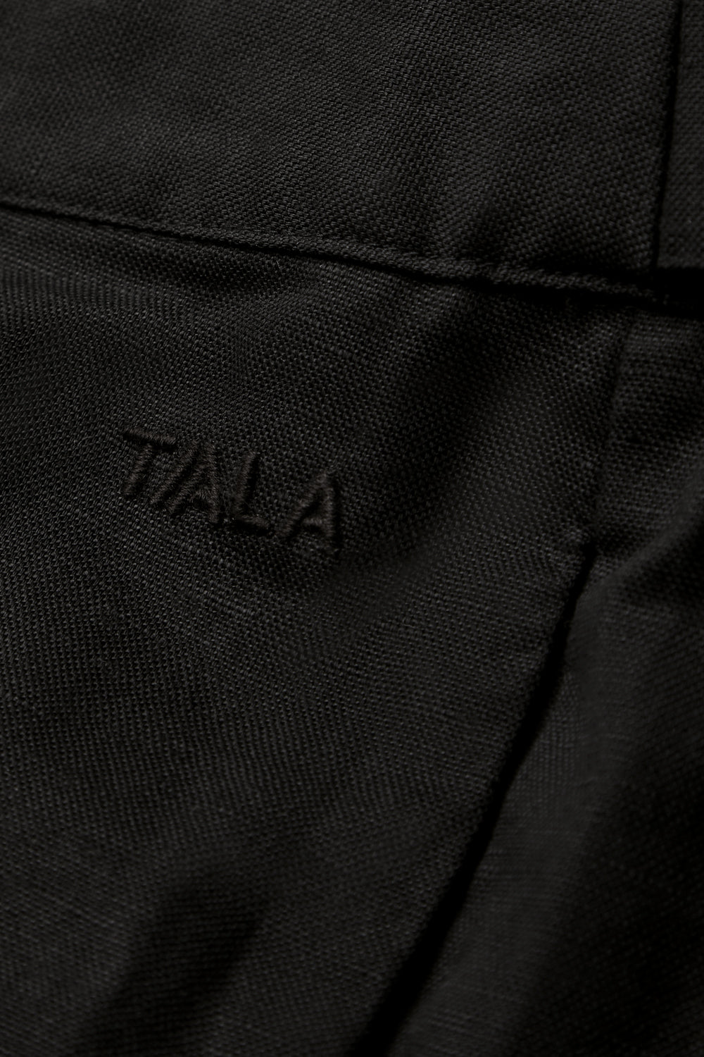 Heavyweight Linen Tailored Wide Leg Trousers - Black Onyx