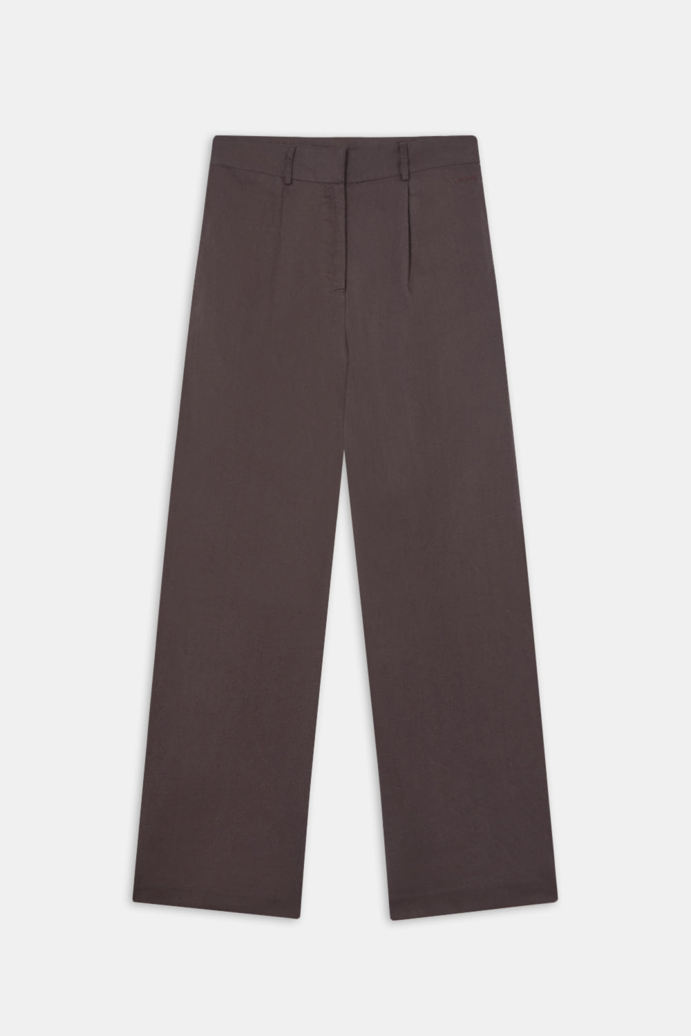 Heavyweight Linen Tailored Wide Leg Trousers - Espresso