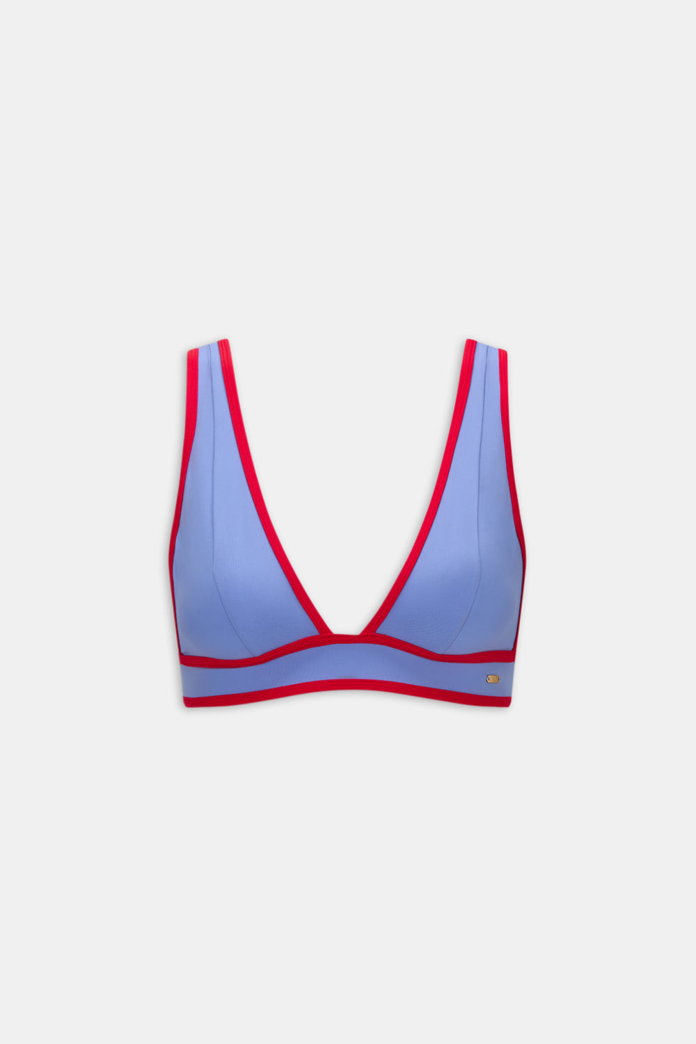 Contrast Plunge Bikini Top - Blue