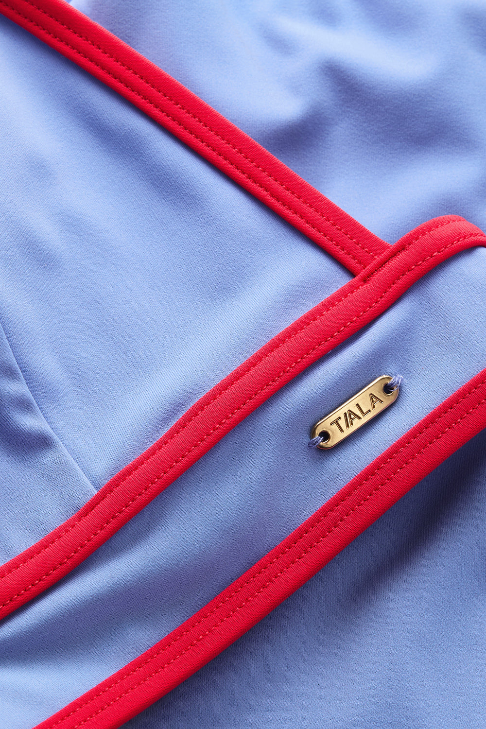 Contrast Plunge Bikini Top - Blue