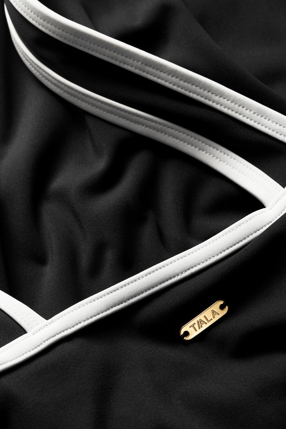 Contrast Plunge Swimsuit - Shadow Black