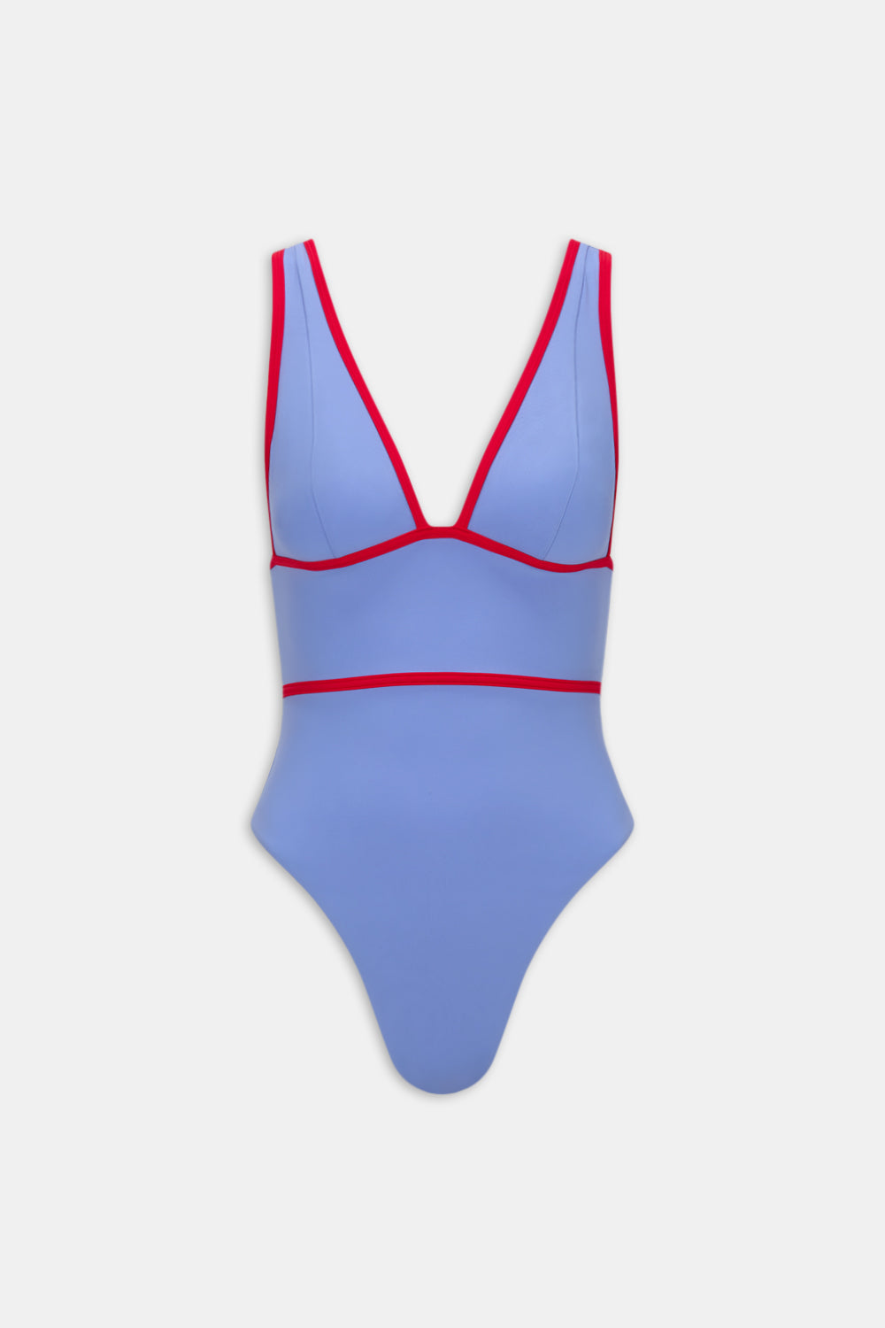 Contrast Plunge Swimsuit - Blue