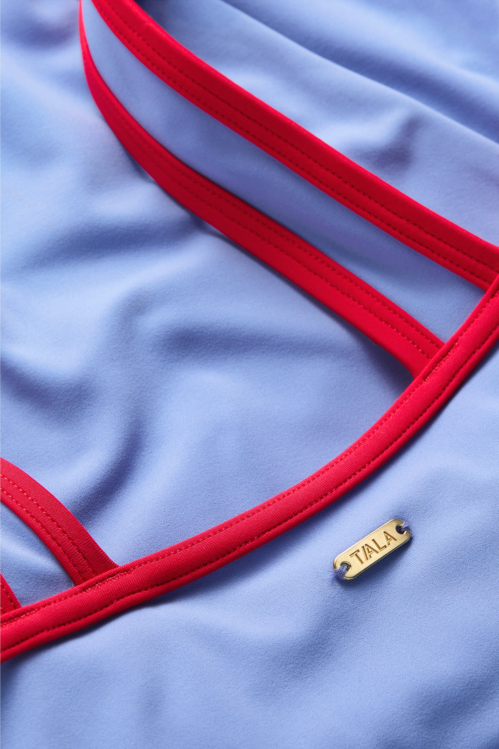 Contrast Plunge Swimsuit - Blue