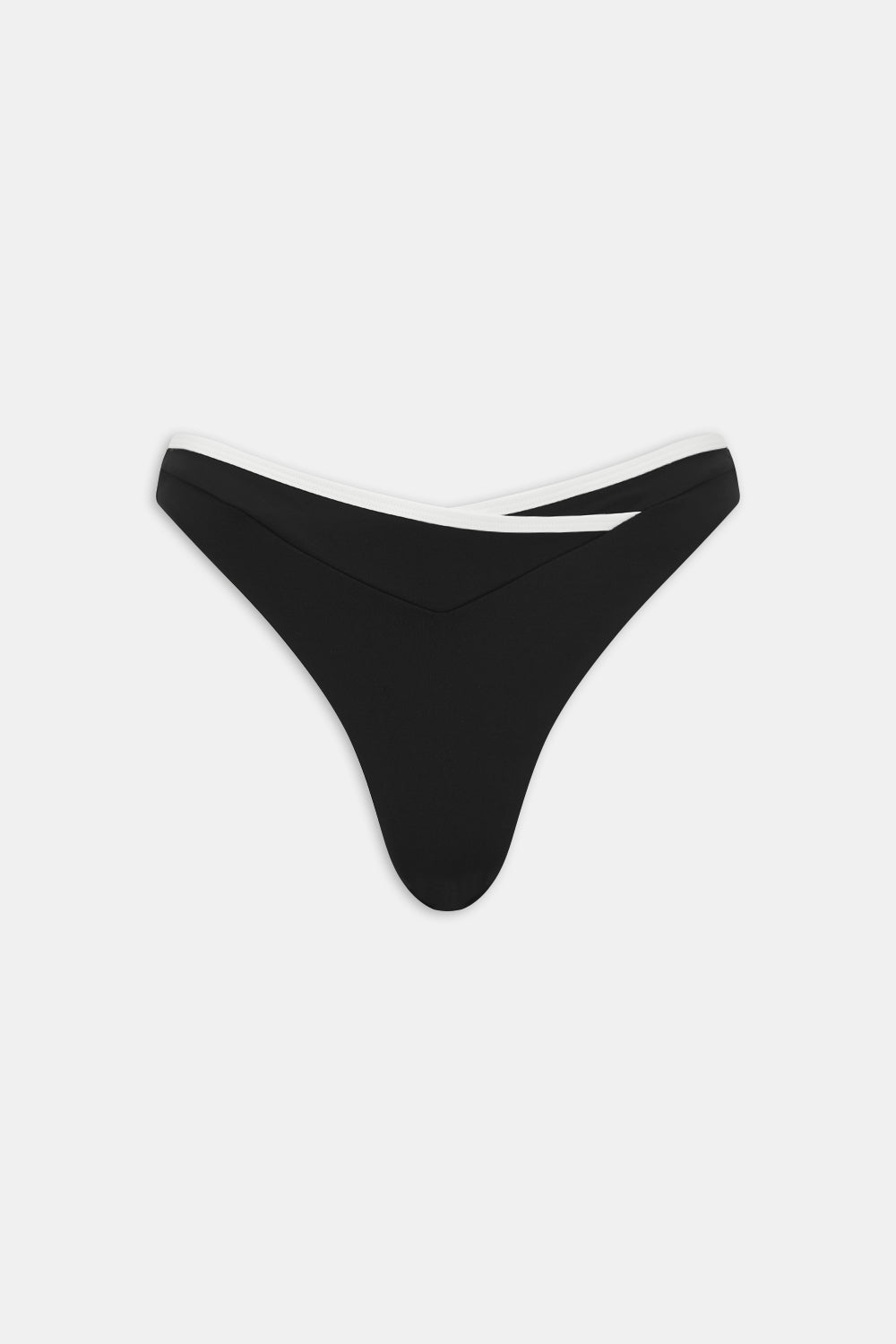 Contrast Wrap Waist Bikini Bottom - Shadow Black And Coconut Milk