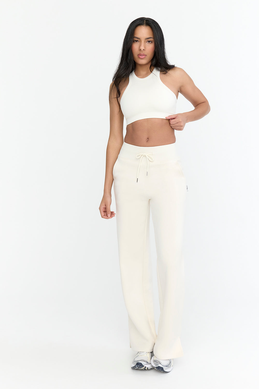 Sculpt Seamless Ribbed Racer Sports Bra - Milk Marl