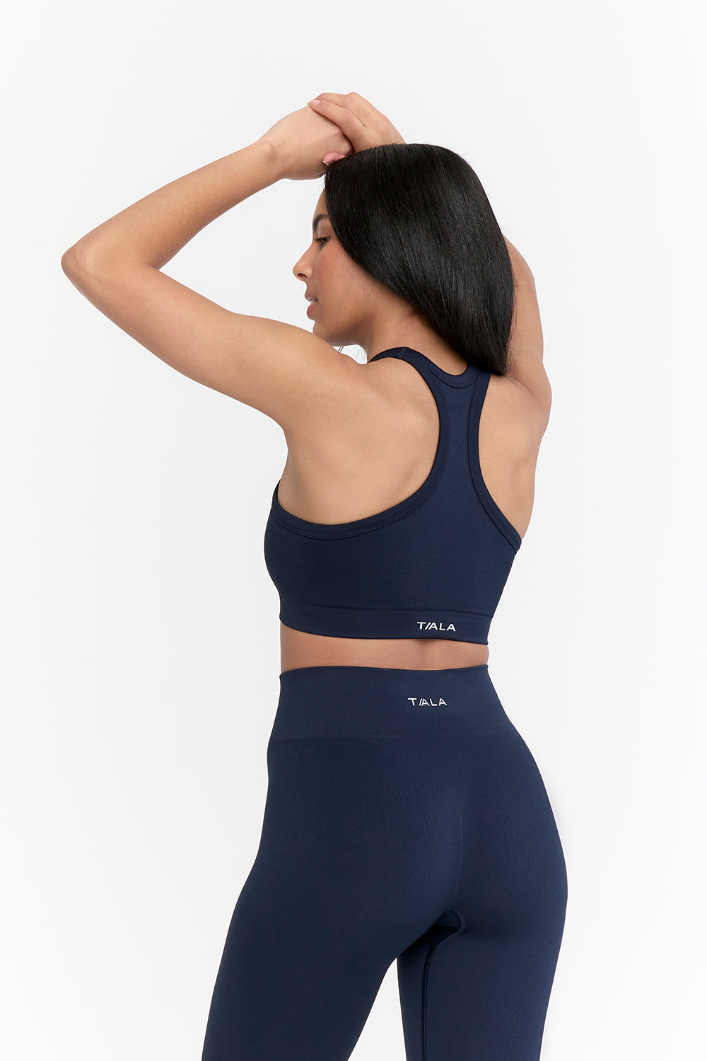 Sculpt Seamless Ribbed Racer Sports Bra - Navy Marl