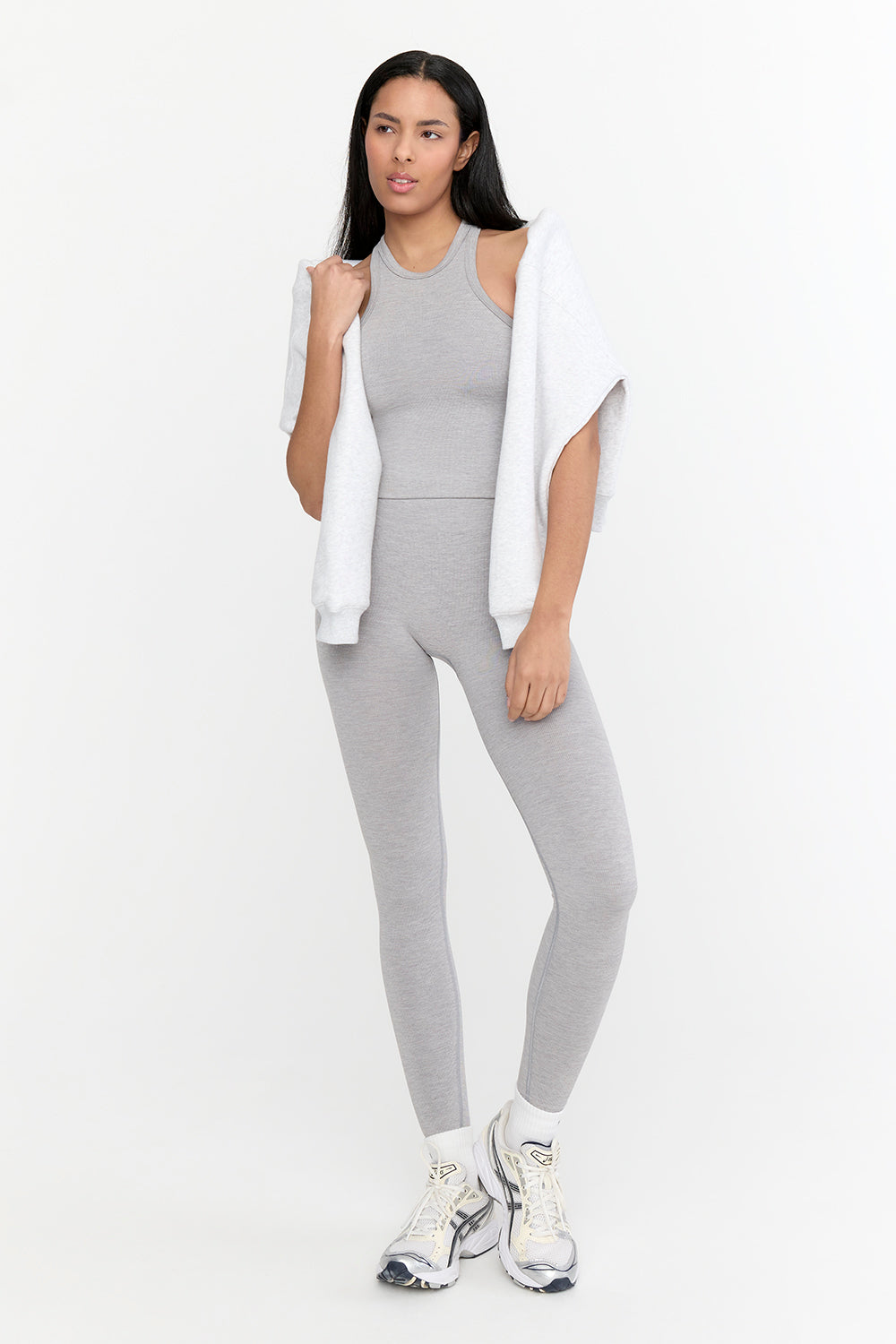 Sculpt Seamless Ribbed High Waisted Legging - Light Grey Marl