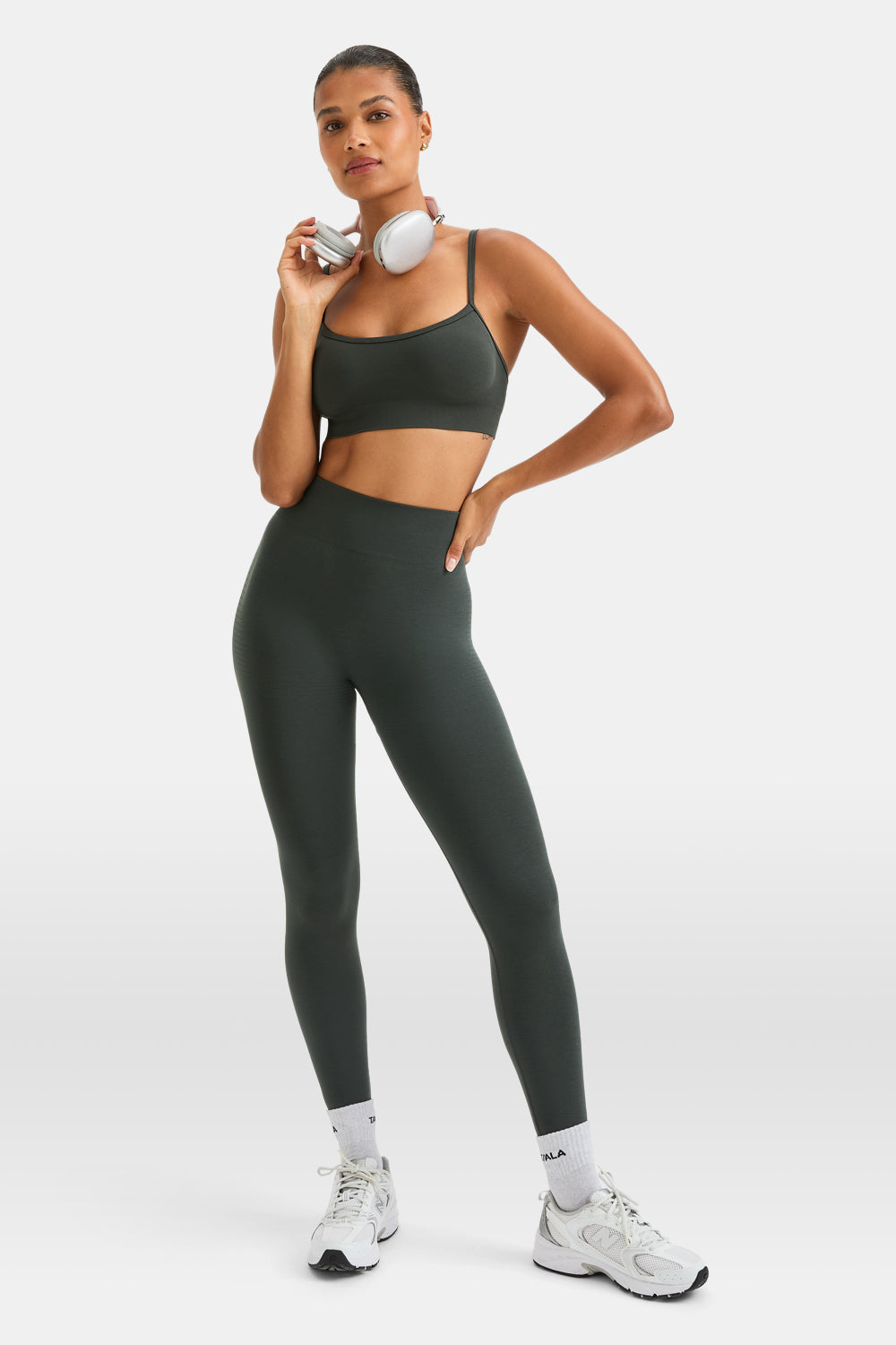 Sculpt Seamless Bandeau Sports Bra - Slate Green