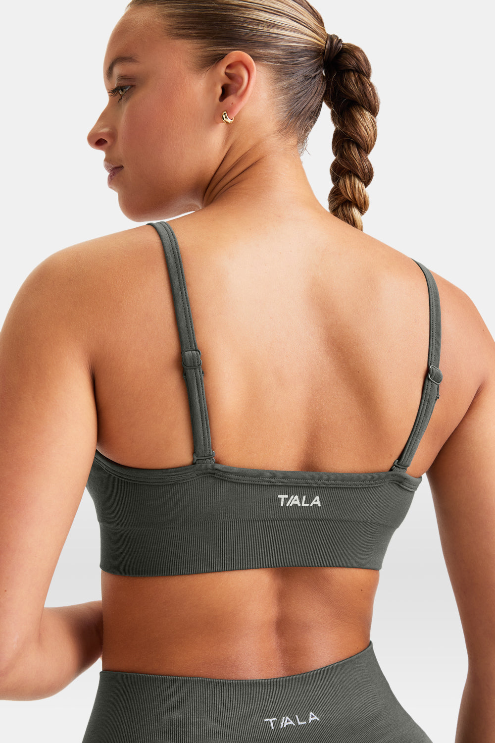 Sculpt Seamless Bandeau Sports Bra - Dark Olive Marl