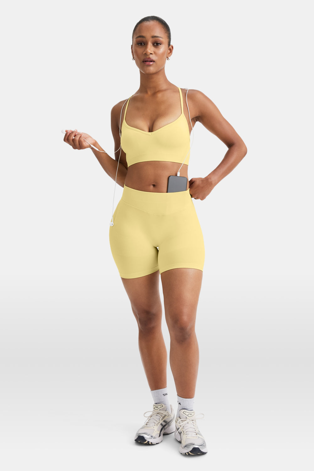 Sculpt Seamless Cross Back Sports Bra - Butter Yellow