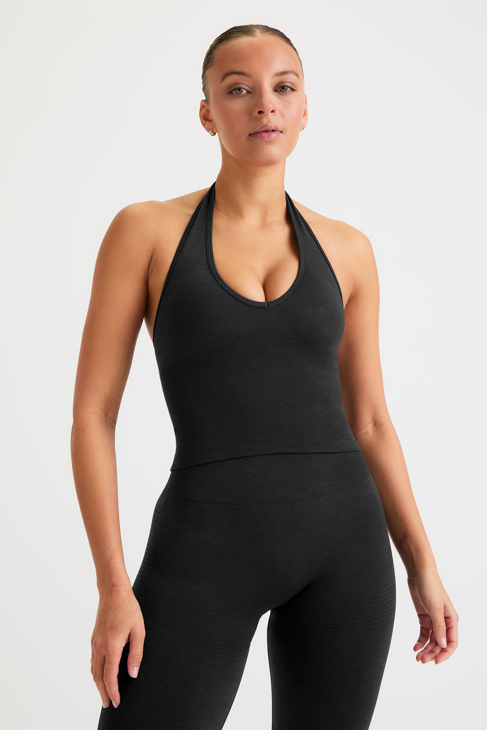 Sculpt Seamless Halter Tank - Black Marl