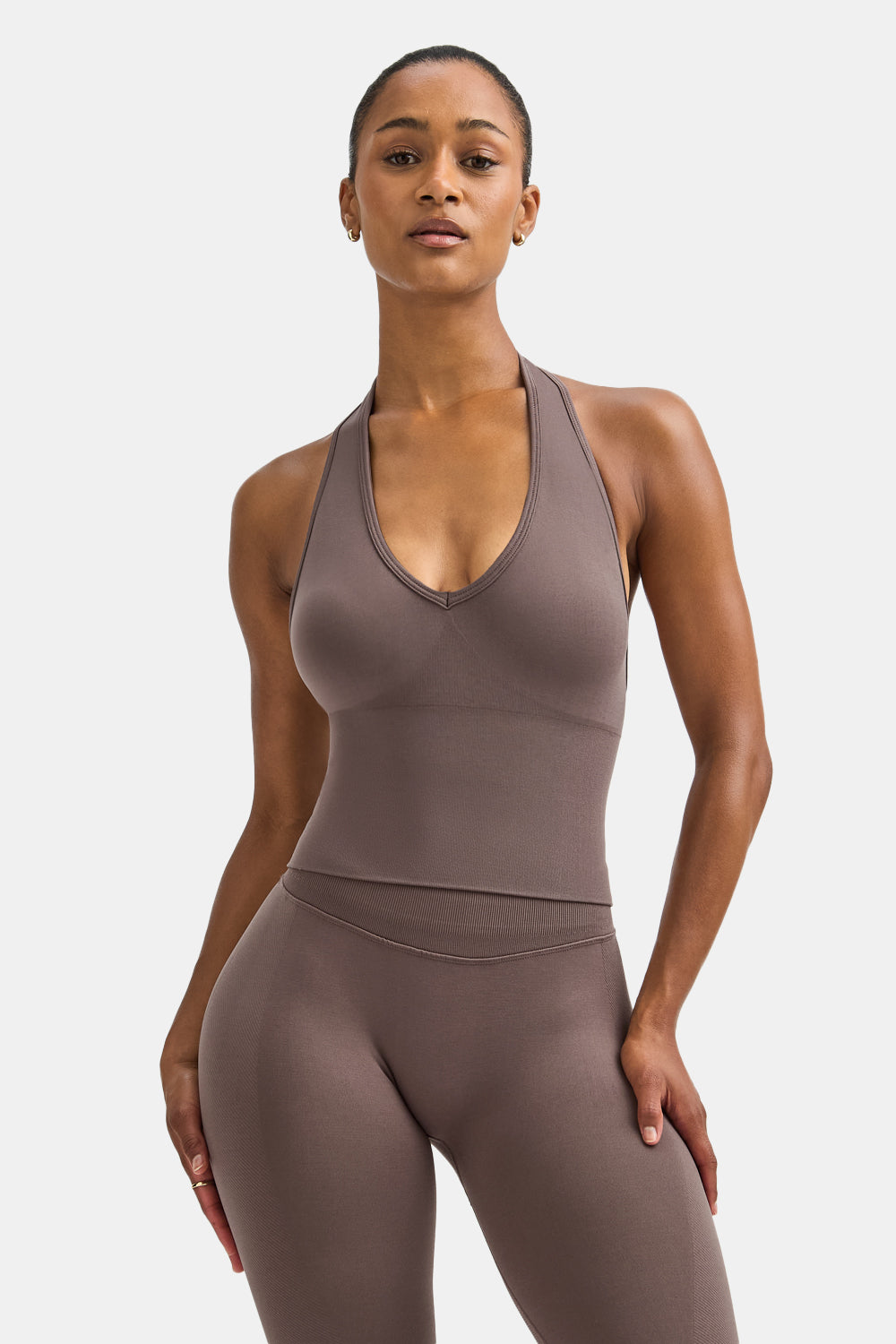 Sculpt Seamless Halter Tank - Dark Truffle