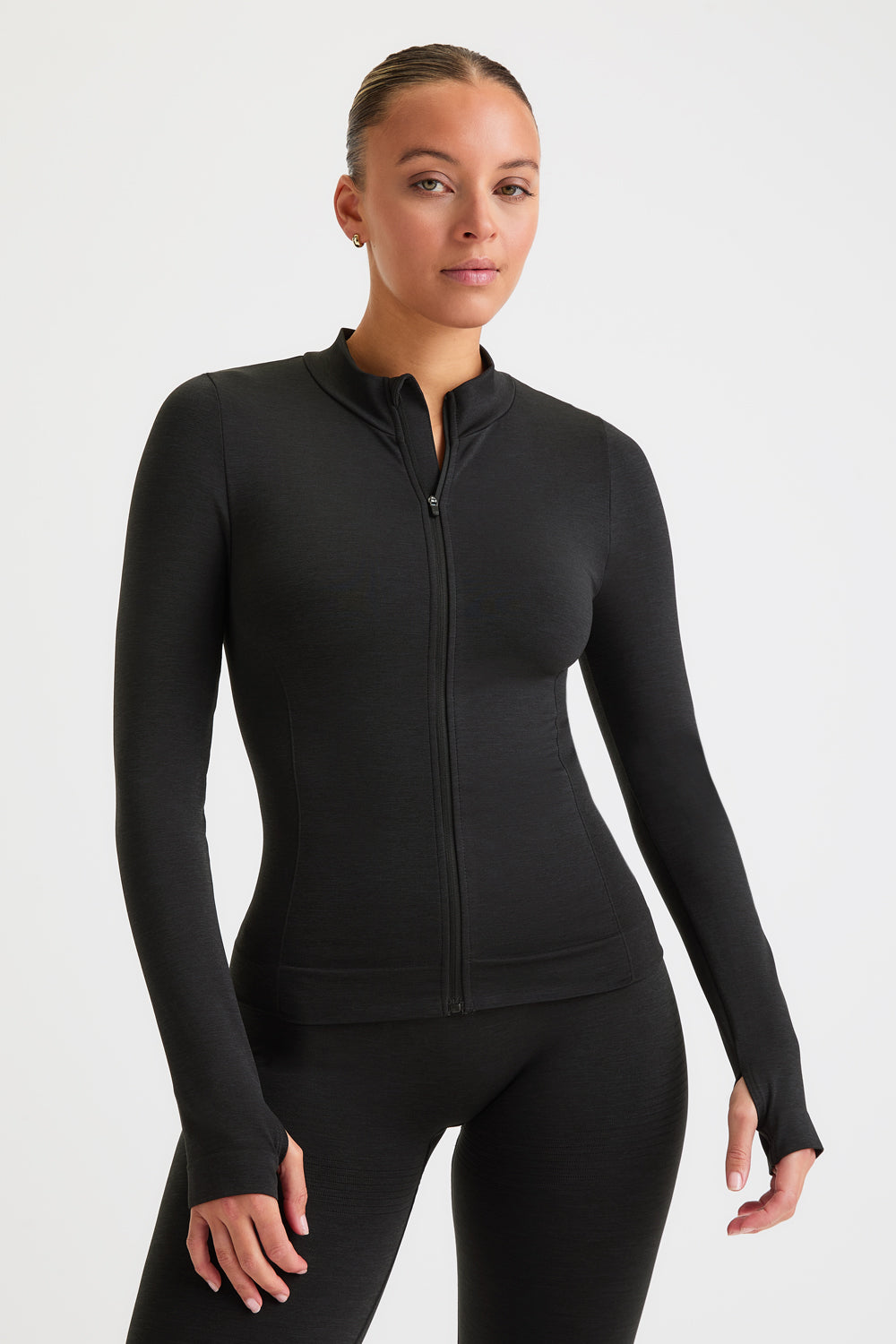 Sculpt Seamless Longline Jacket - Black Marl
