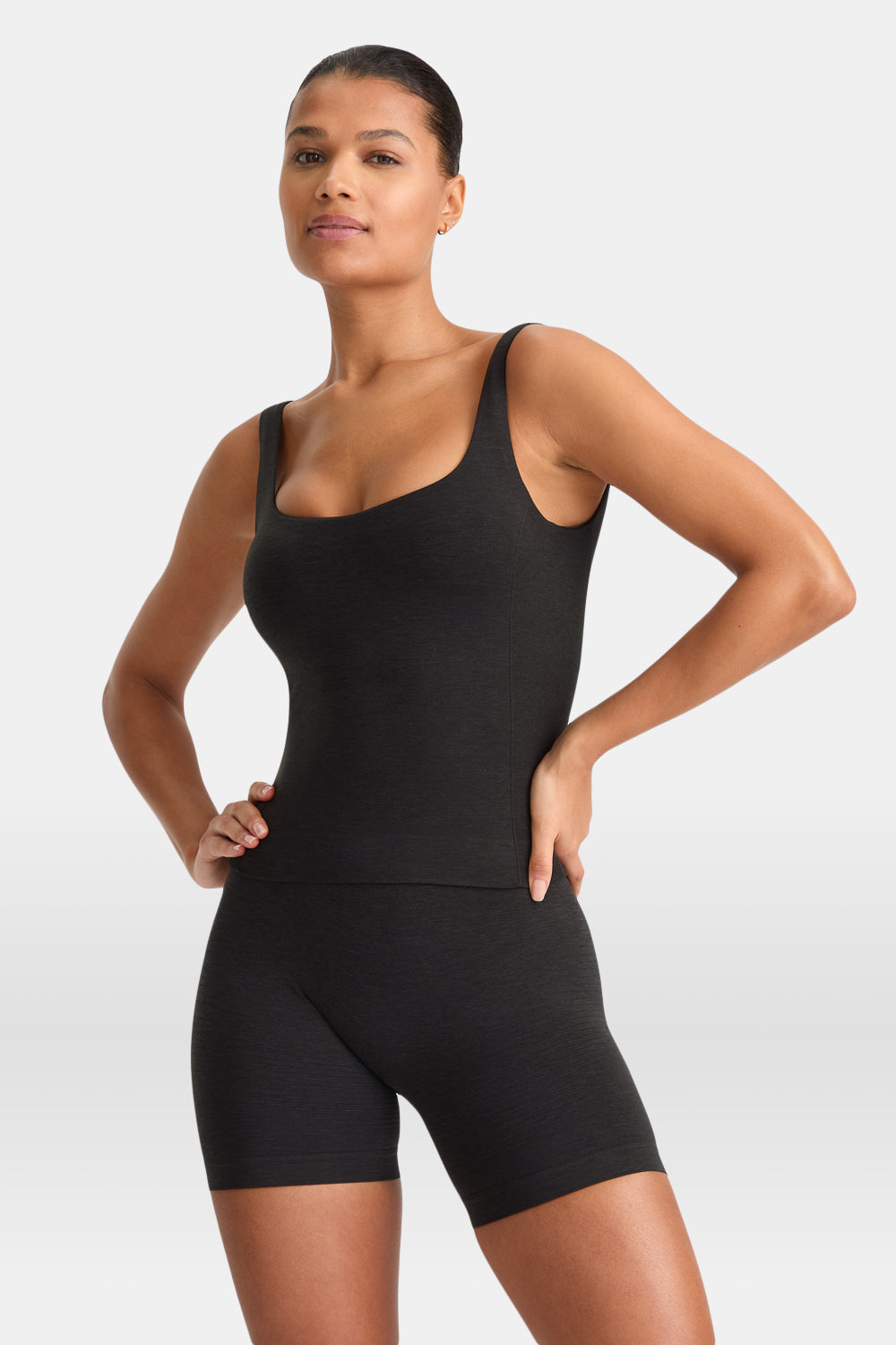 Sculpt Seamless Built-In Bra Vest - Black Marl