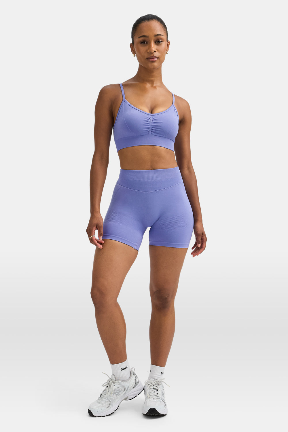 Sculpt Seamless Ruched Sports Bra - Aster Blue
