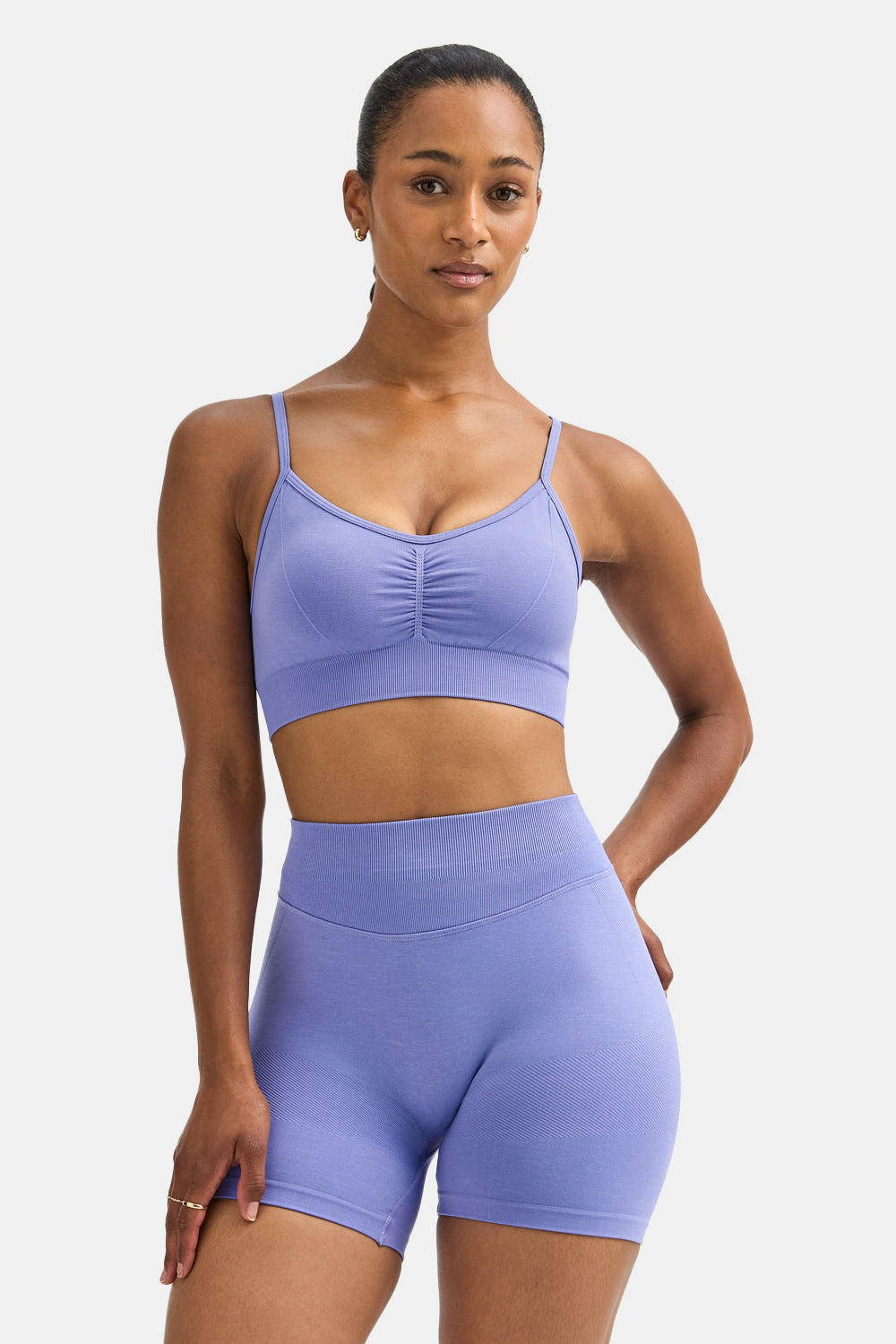 Sculpt Seamless Ruched Sports Bra - Aster Blue