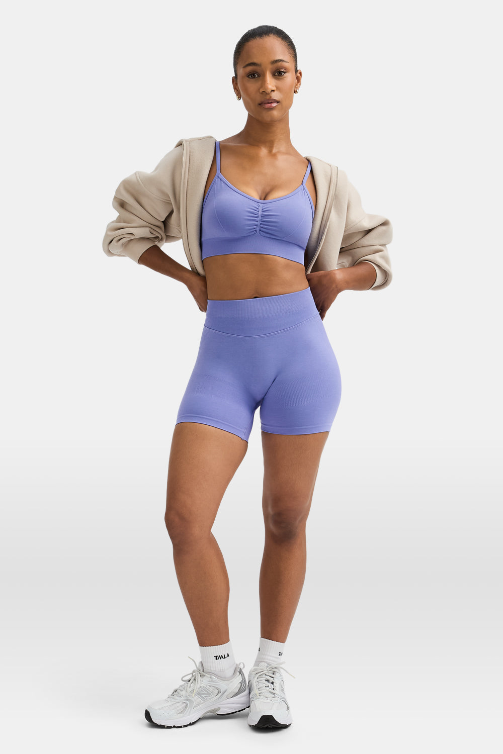Sculpt Seamless Ruched Sports Bra - Aster Blue