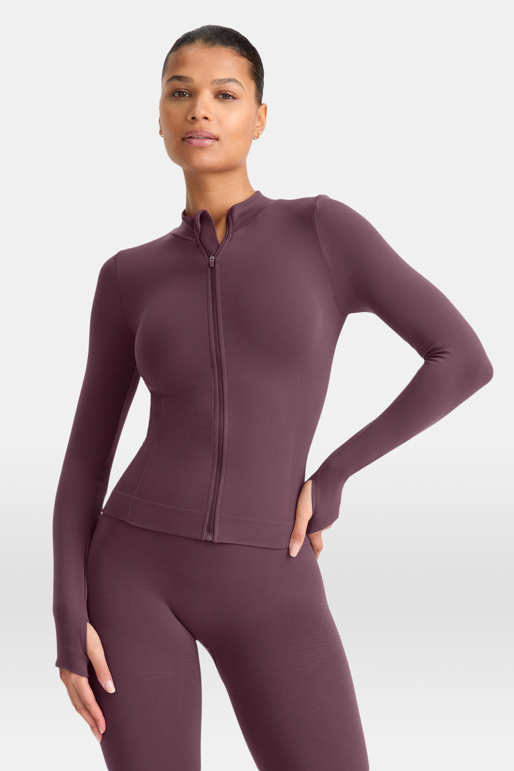 Sculpt Seamless Longline Jacket - Plum Marl