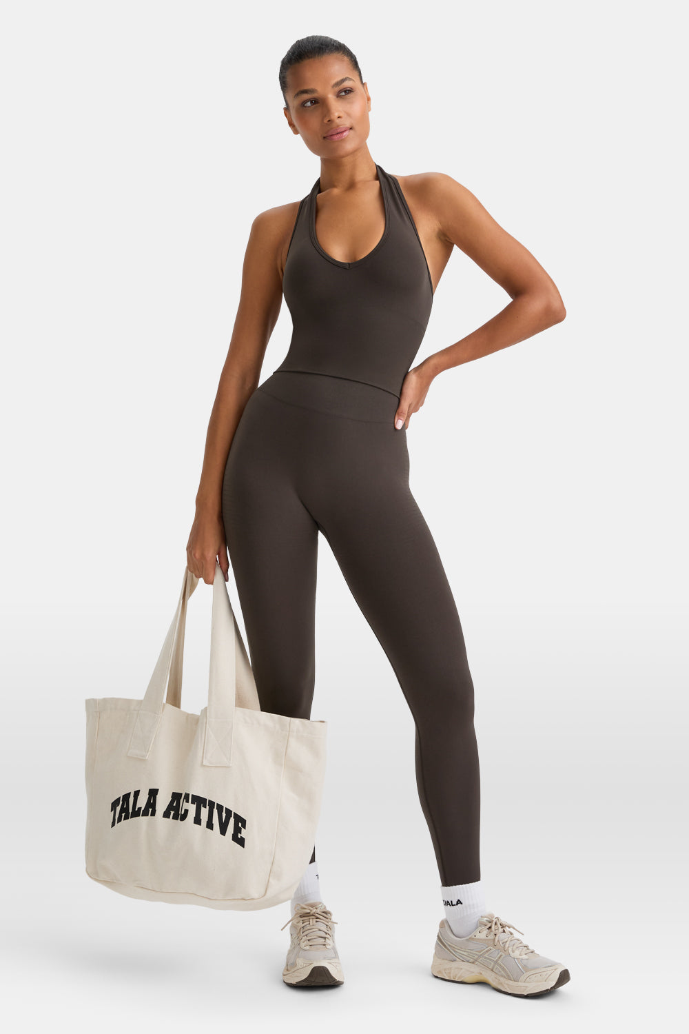 Sculpt Seamless Halter Tank - Espresso Brown