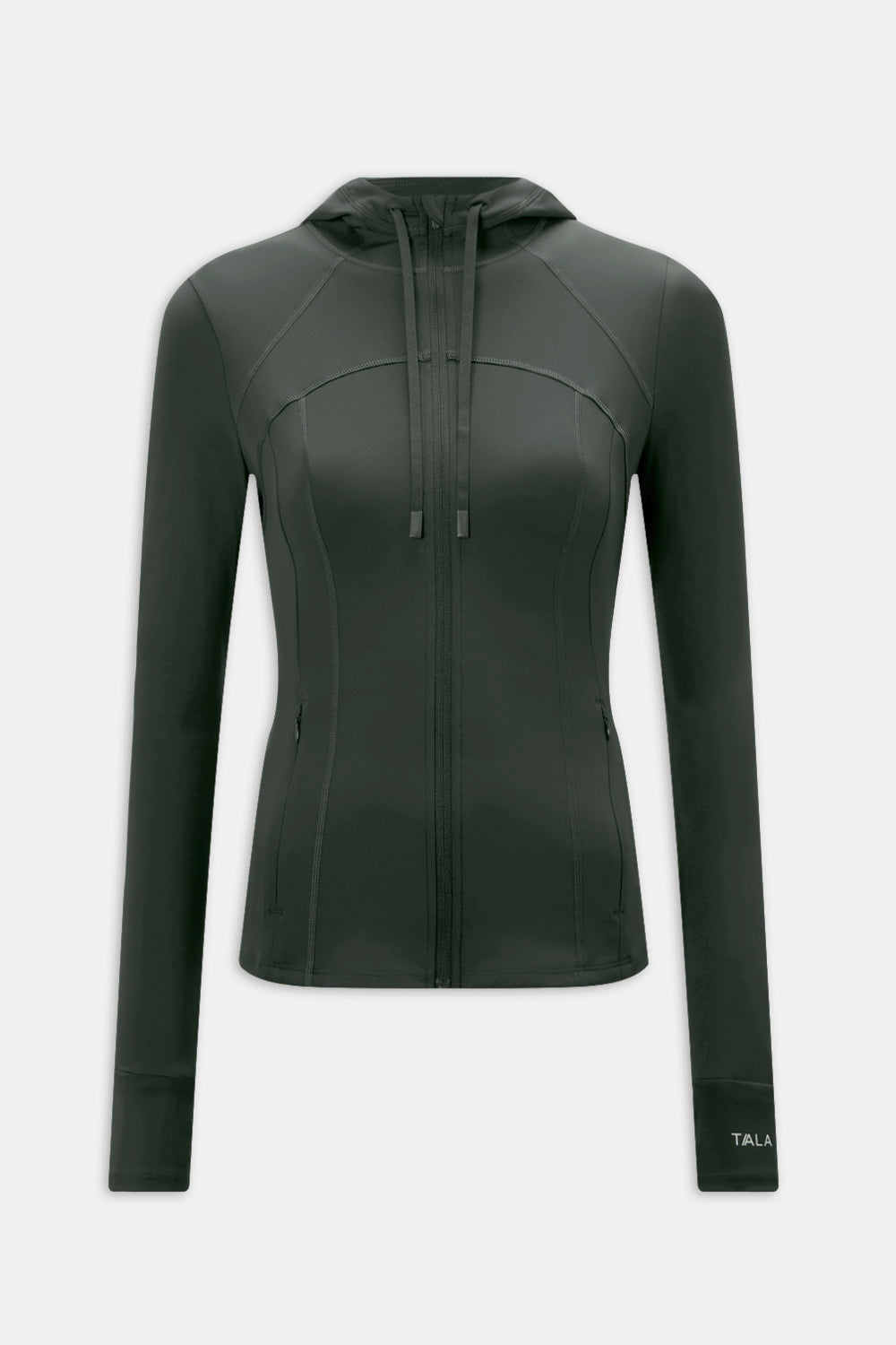 SkinLuxe Hooded Running Jacket - Dark Moss