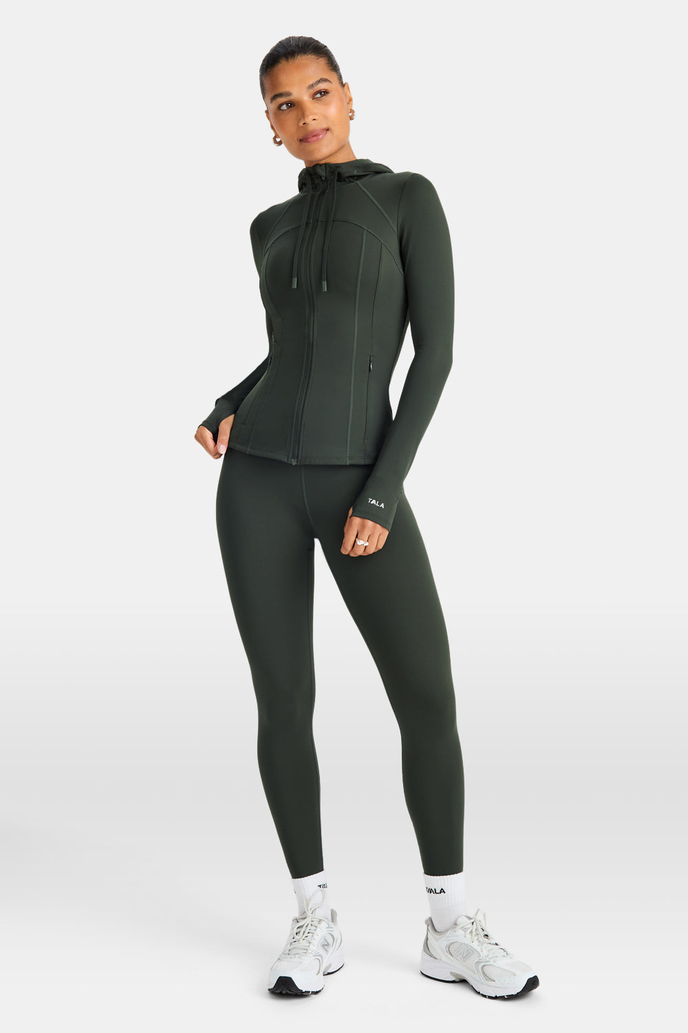 SkinLuxe Hooded Running Jacket - Dark Moss