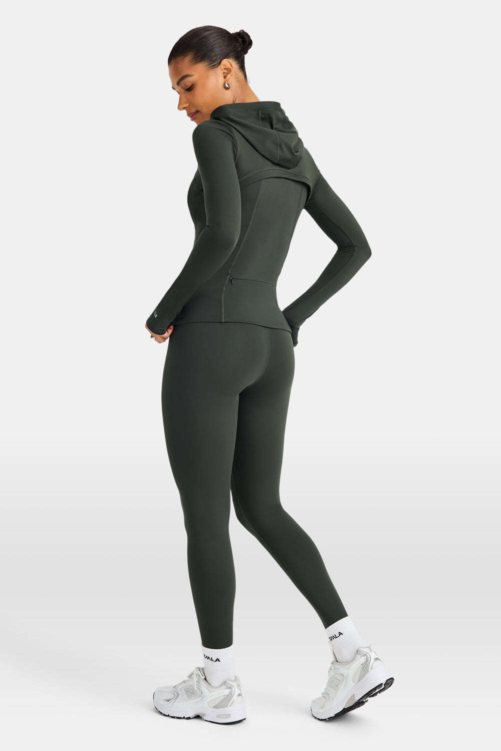 SkinLuxe Hooded Running Jacket - Dark Moss