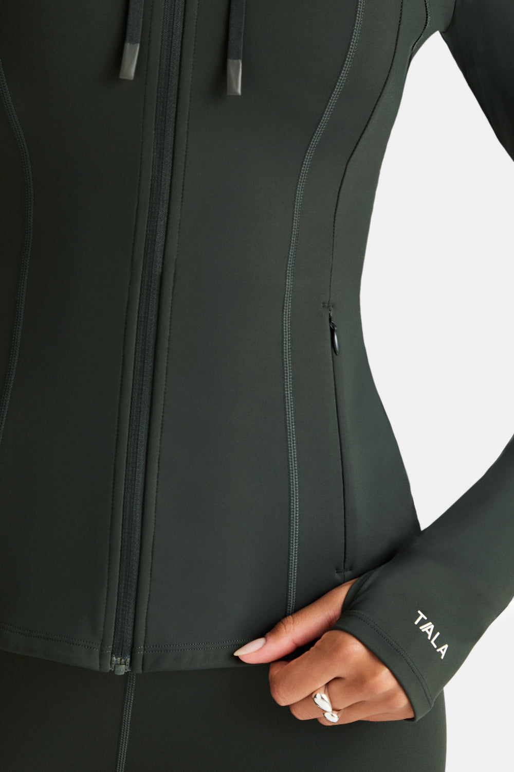 SkinLuxe Hooded Running Jacket - Dark Moss