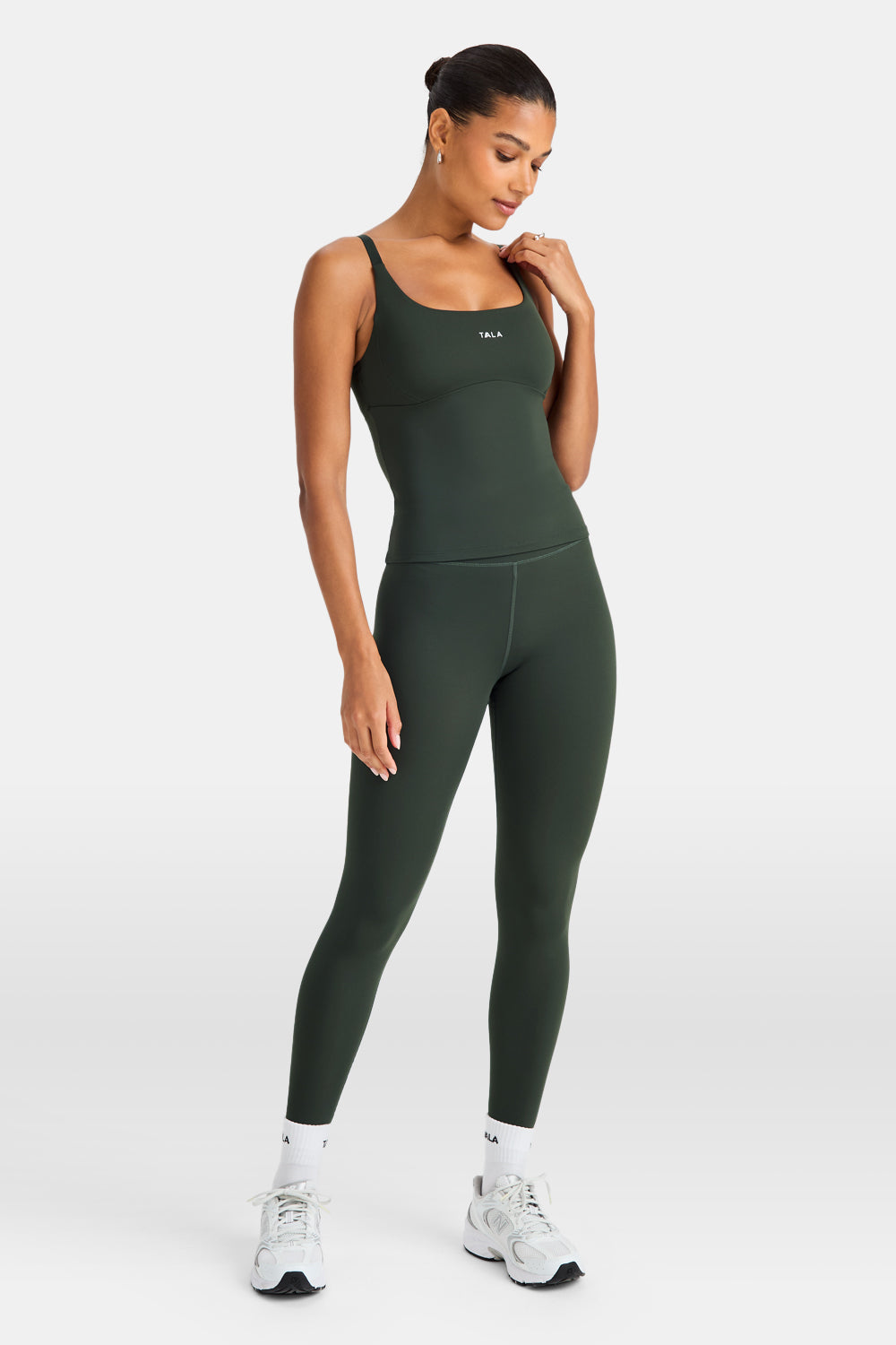 SkinLuxe Scoop Neck Full Length Vest - Dark Moss