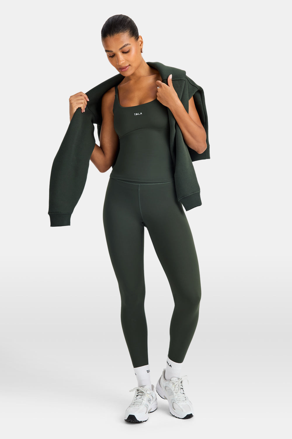 SkinLuxe Scoop Neck Full Length Vest - Dark Moss