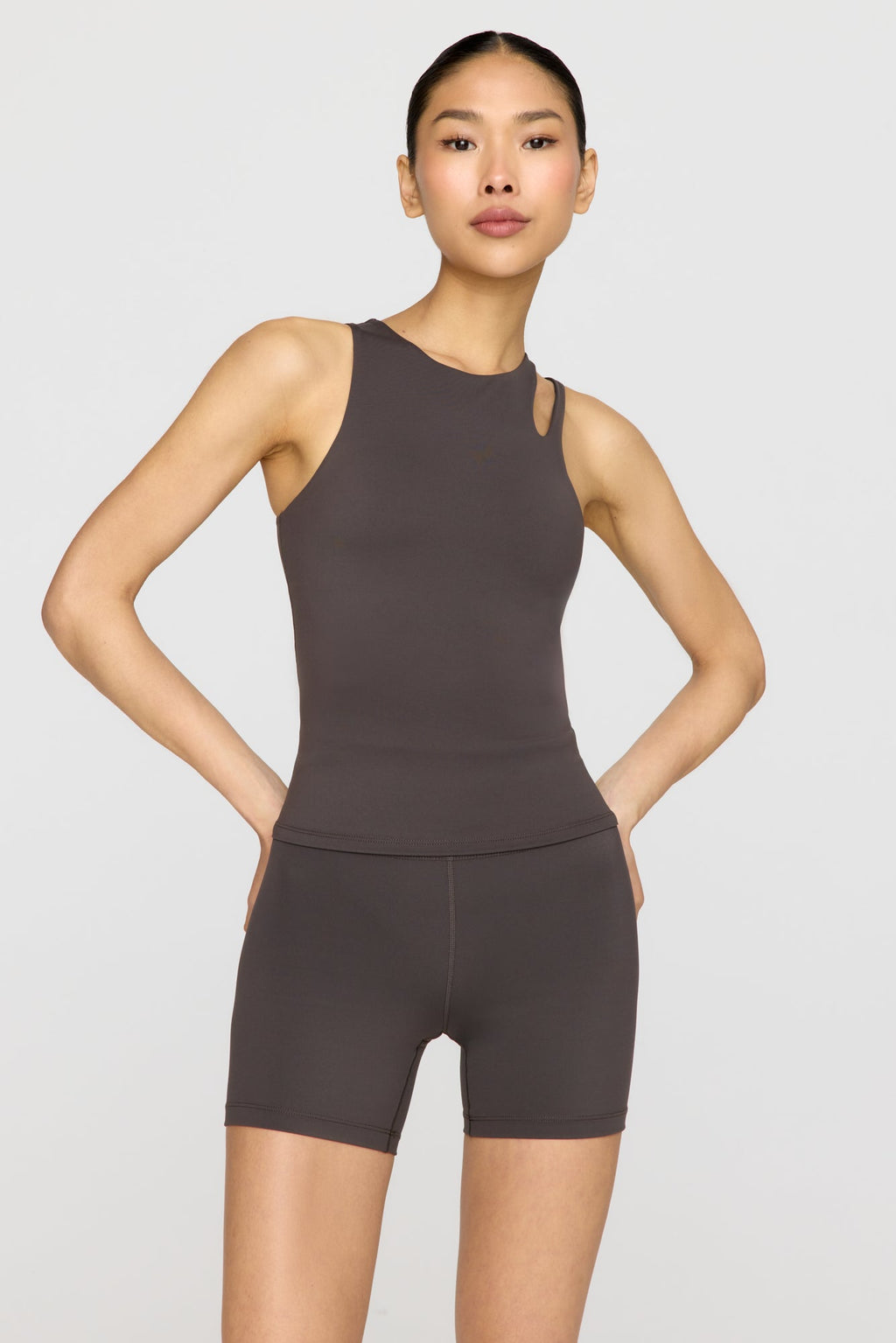 SkinLuxe High Waisted Cycling Shorts - Slate Brown