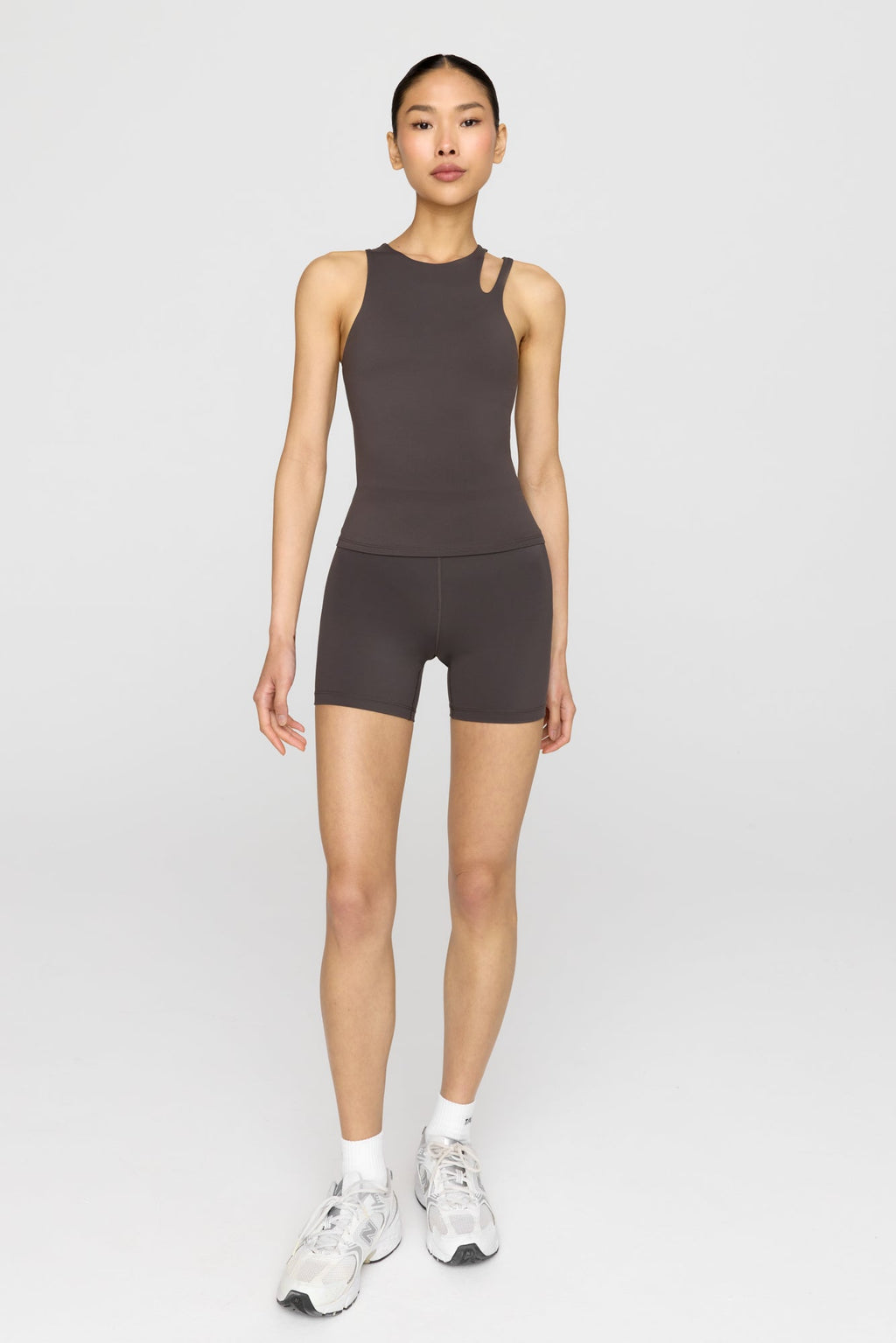 SkinLuxe High Waisted Cycling Shorts - Slate Brown