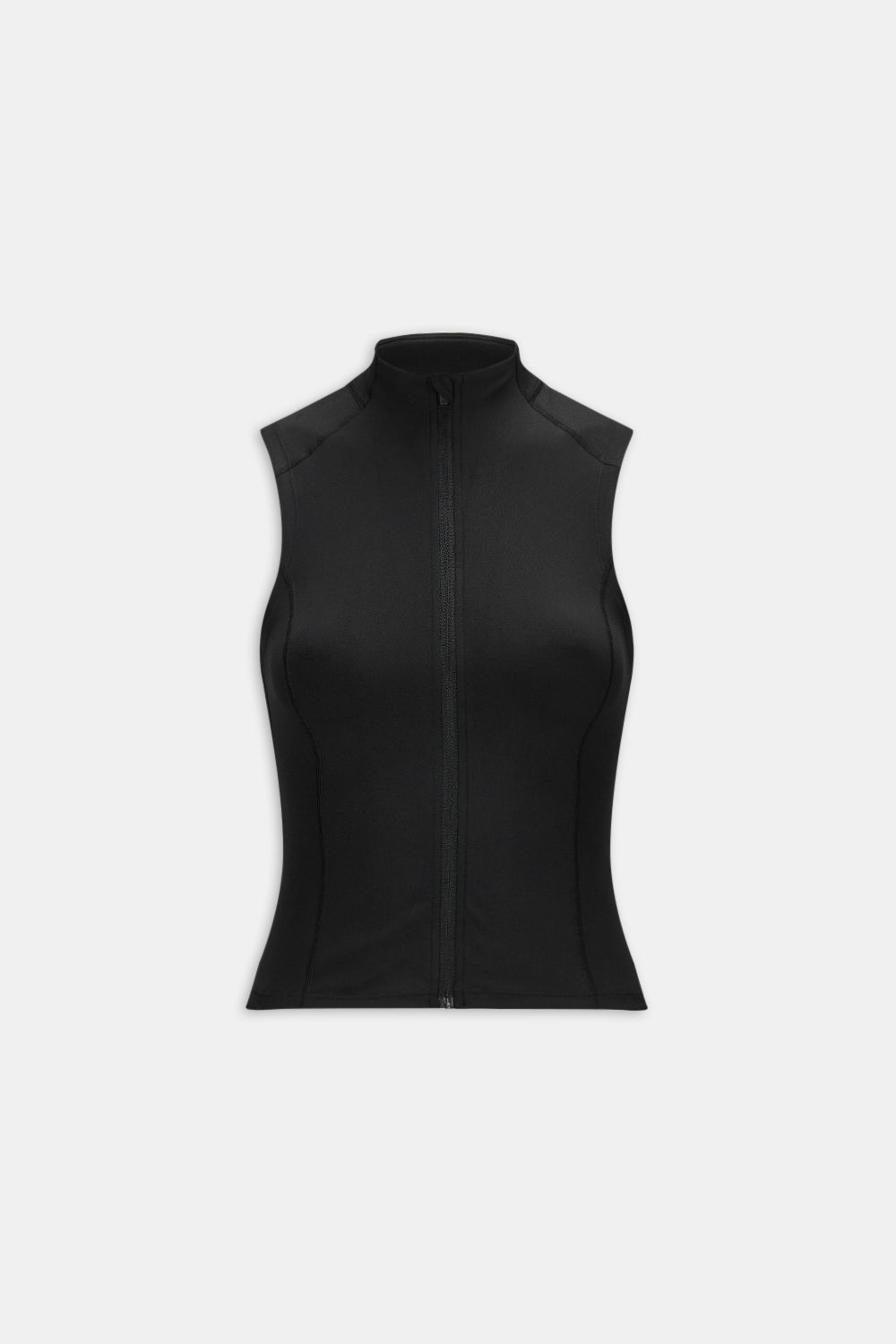 SkinLuxe Sleeveless Zip Through Running Top - Shadow Black