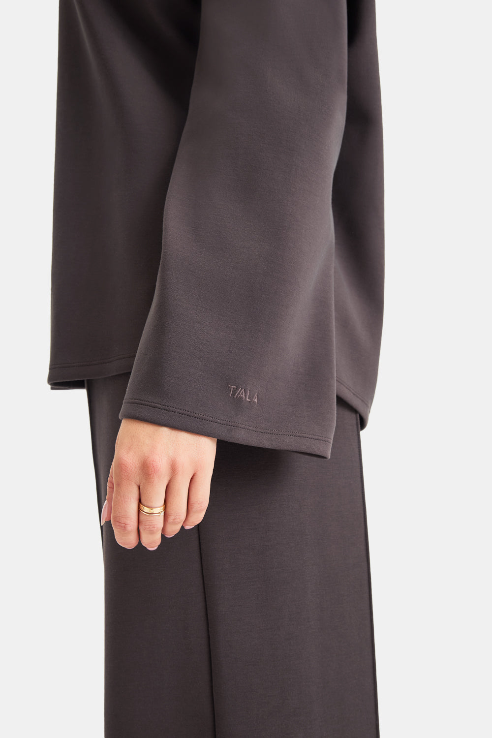 SoftSmart Funnel Neck Sweatshirt - Cocoa