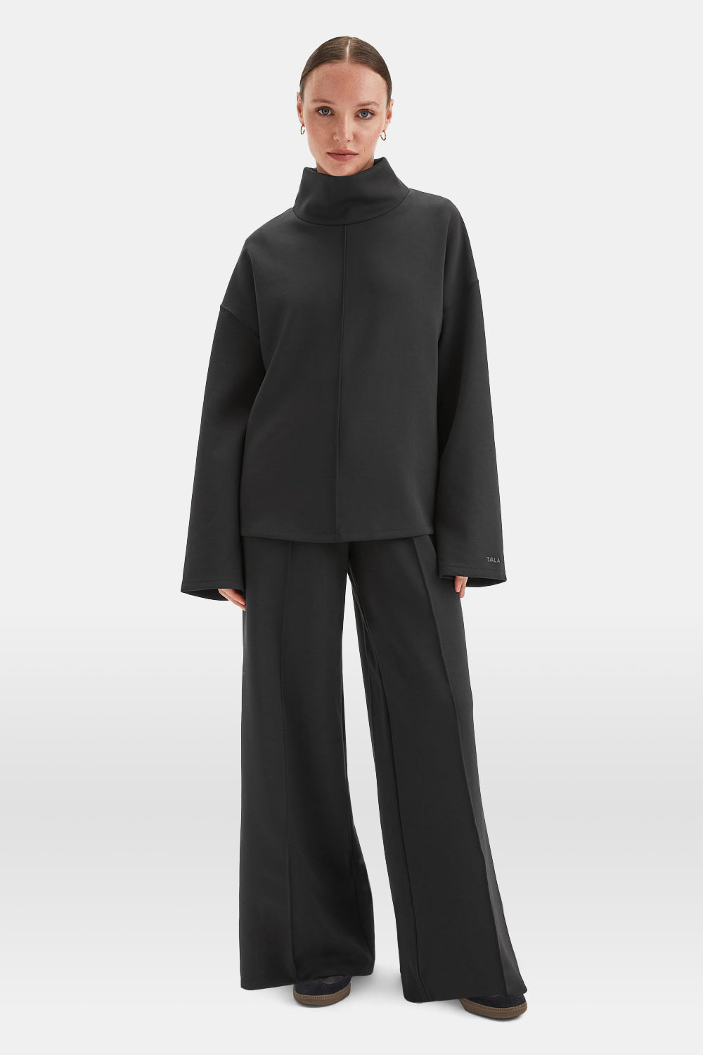 SoftSmart Funnel Neck Sweatshirt - Black