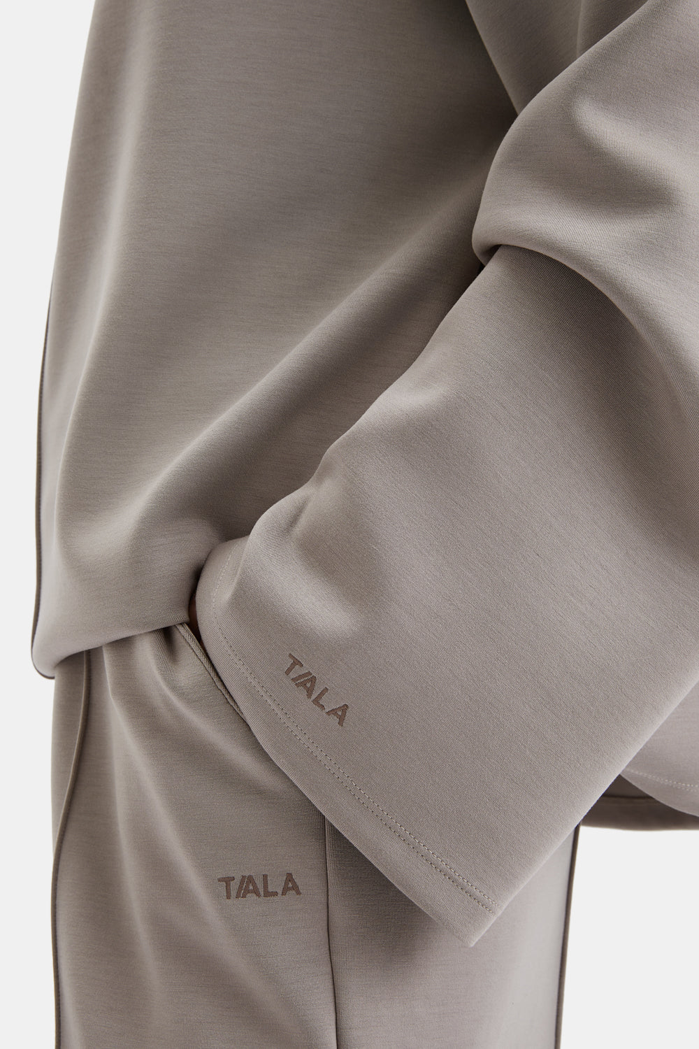 SoftSmart Funnel Neck Sweatshirt - Pebble