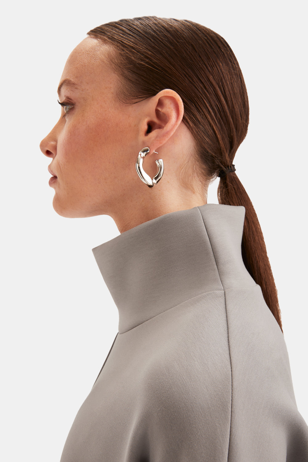 SoftSmart Funnel Neck Sweatshirt - Pebble