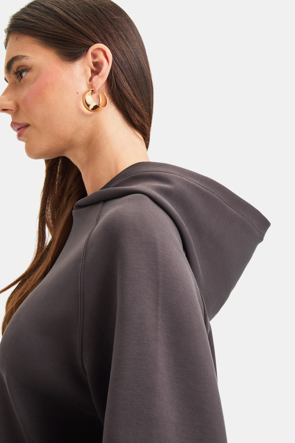 SoftSmart Flared Sleeve Hoodie - Cocoa