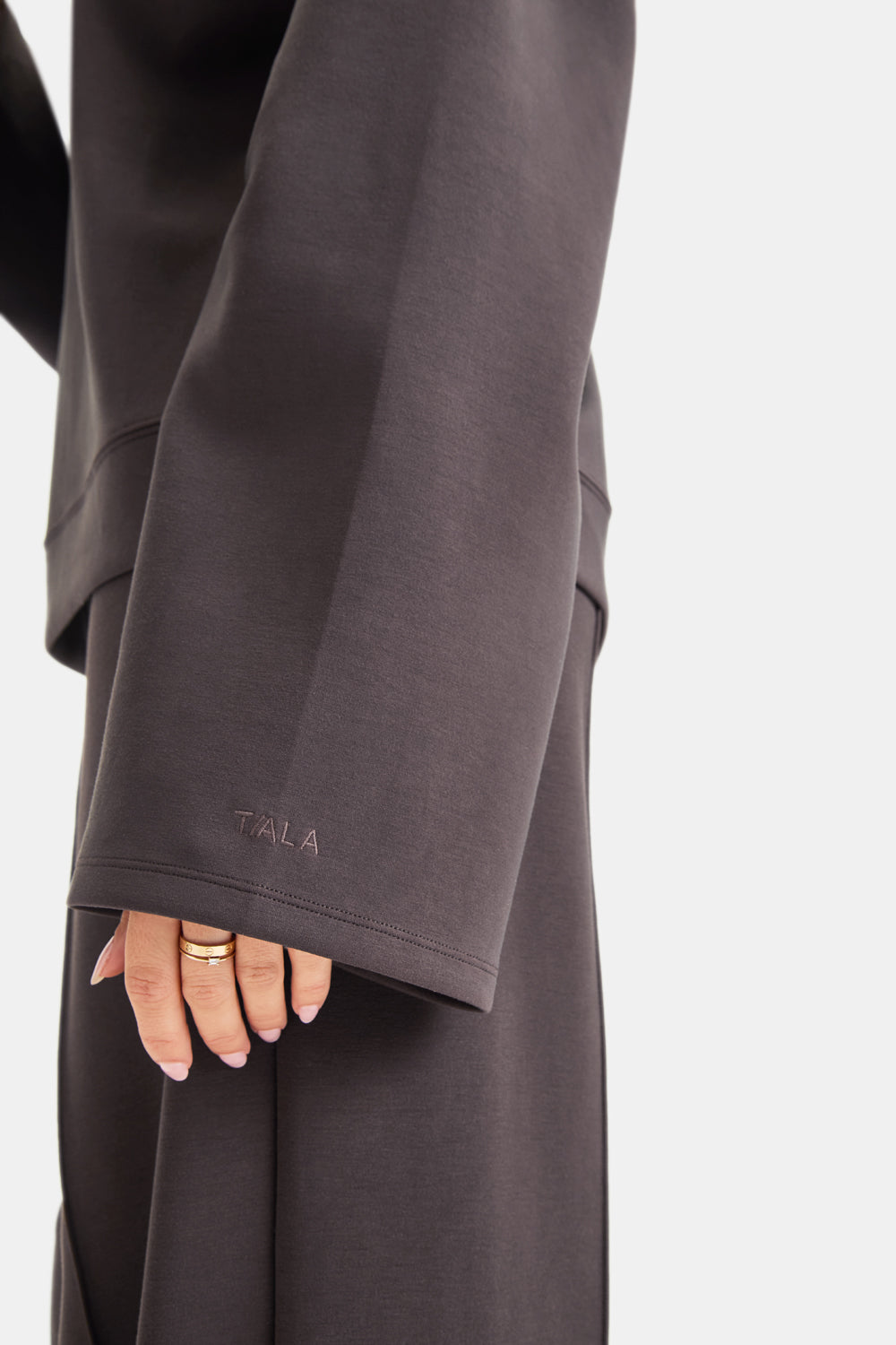 SoftSmart Flared Sleeve Hoodie - Cocoa