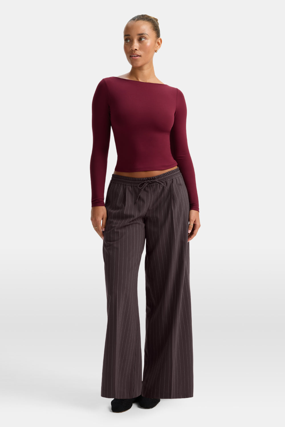 365 Boat Neck Long Sleeve Top - Port Red