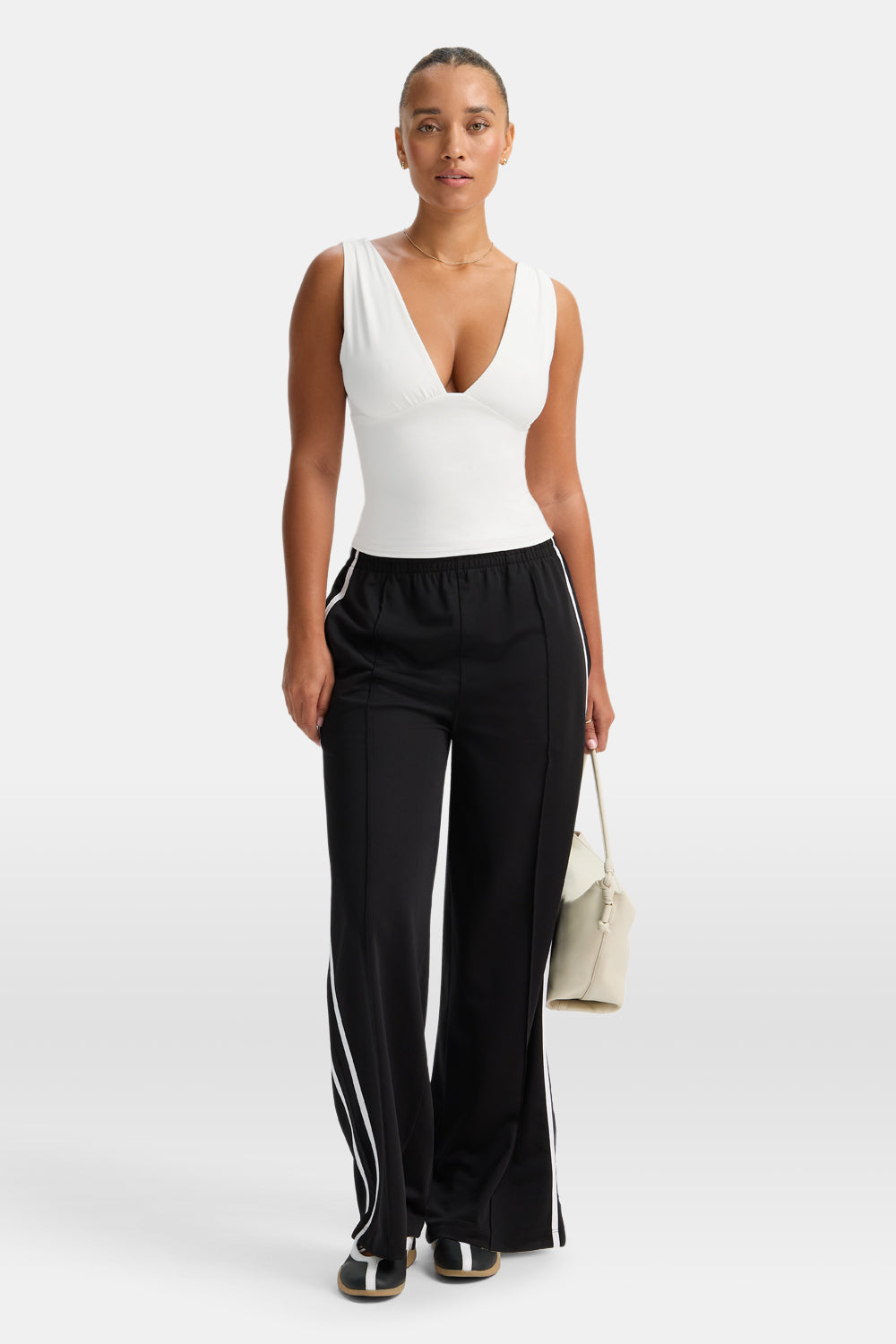 365 Plunge Neckline Top - Coconut Milk