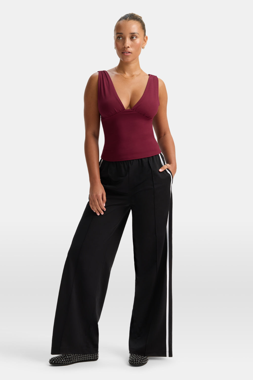 365 Plunge Neckline Top - Port Red