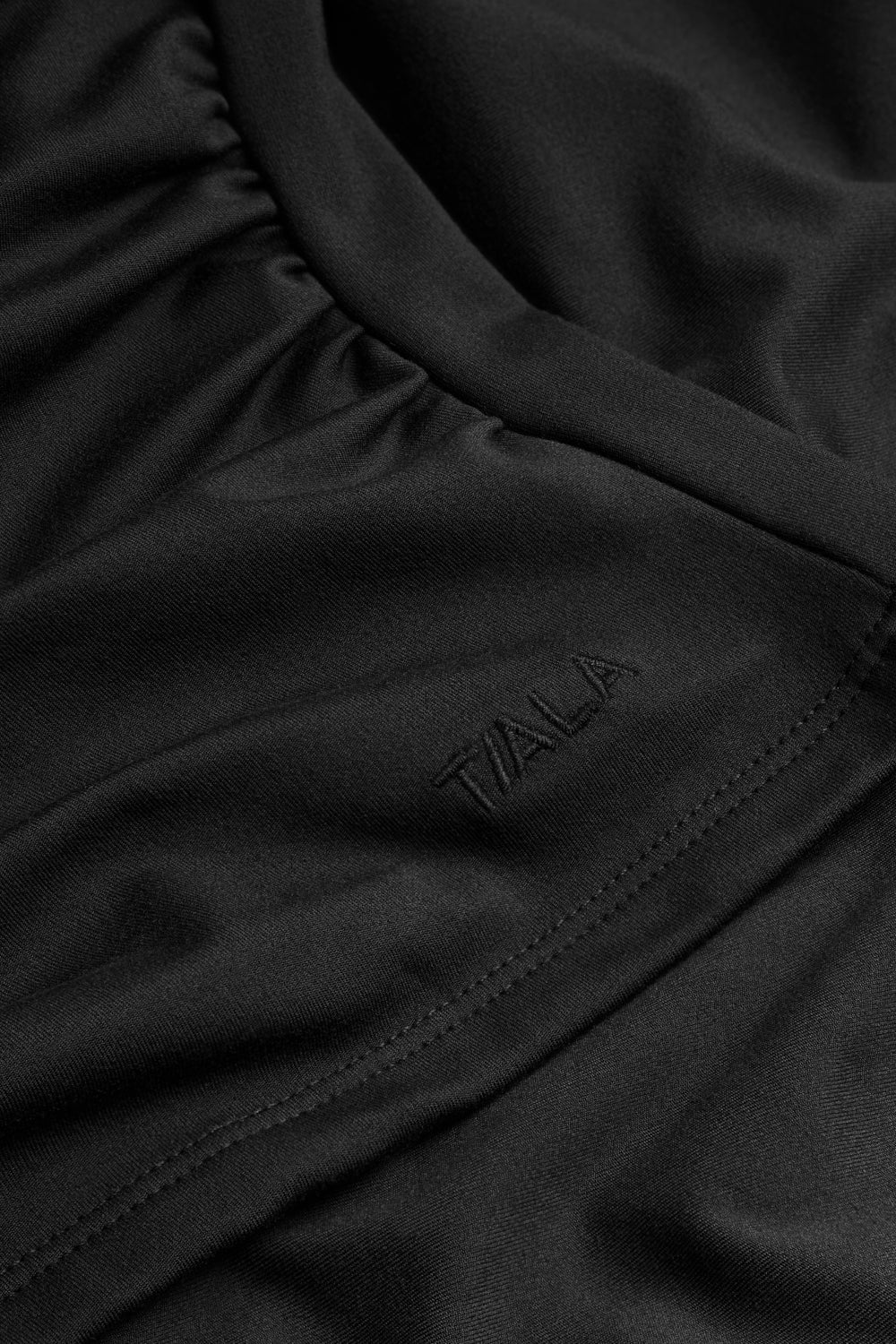 365 Asymmetric Ruched Long Sleeve Top - Black