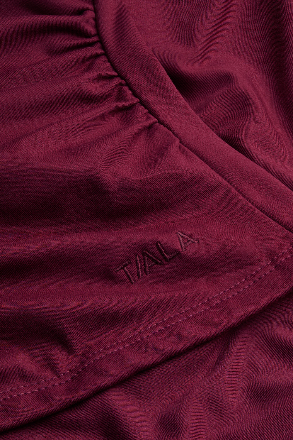 365 Asymmetric Ruched Long Sleeve Top - Port Red